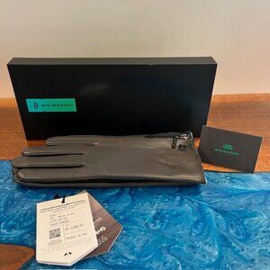 Mio Marino Gray Nappa Genuine Leather Touchscreen Womens Gloves Size L